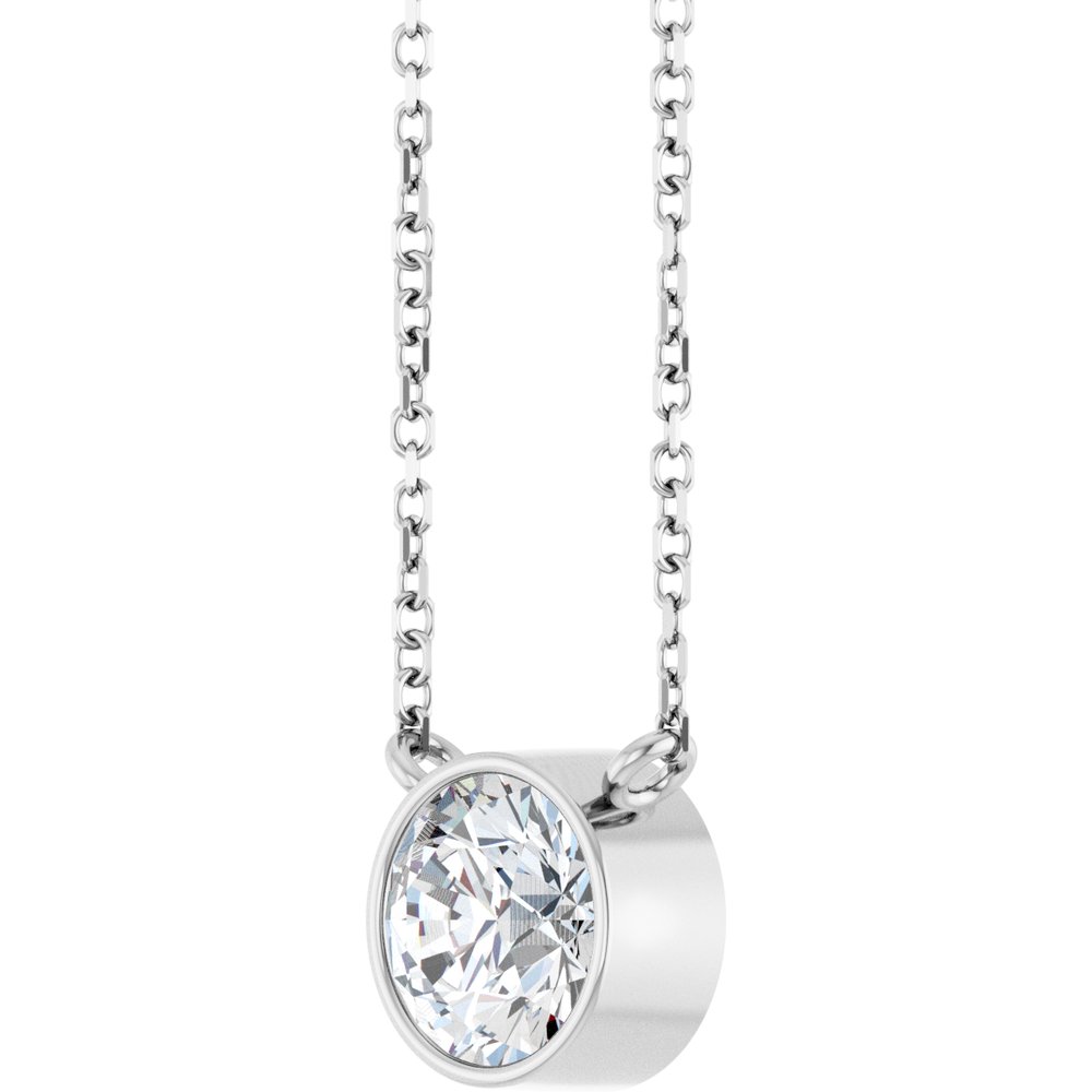 14K White 1 CT Lab-Grown Diamond 16-18" Necklace